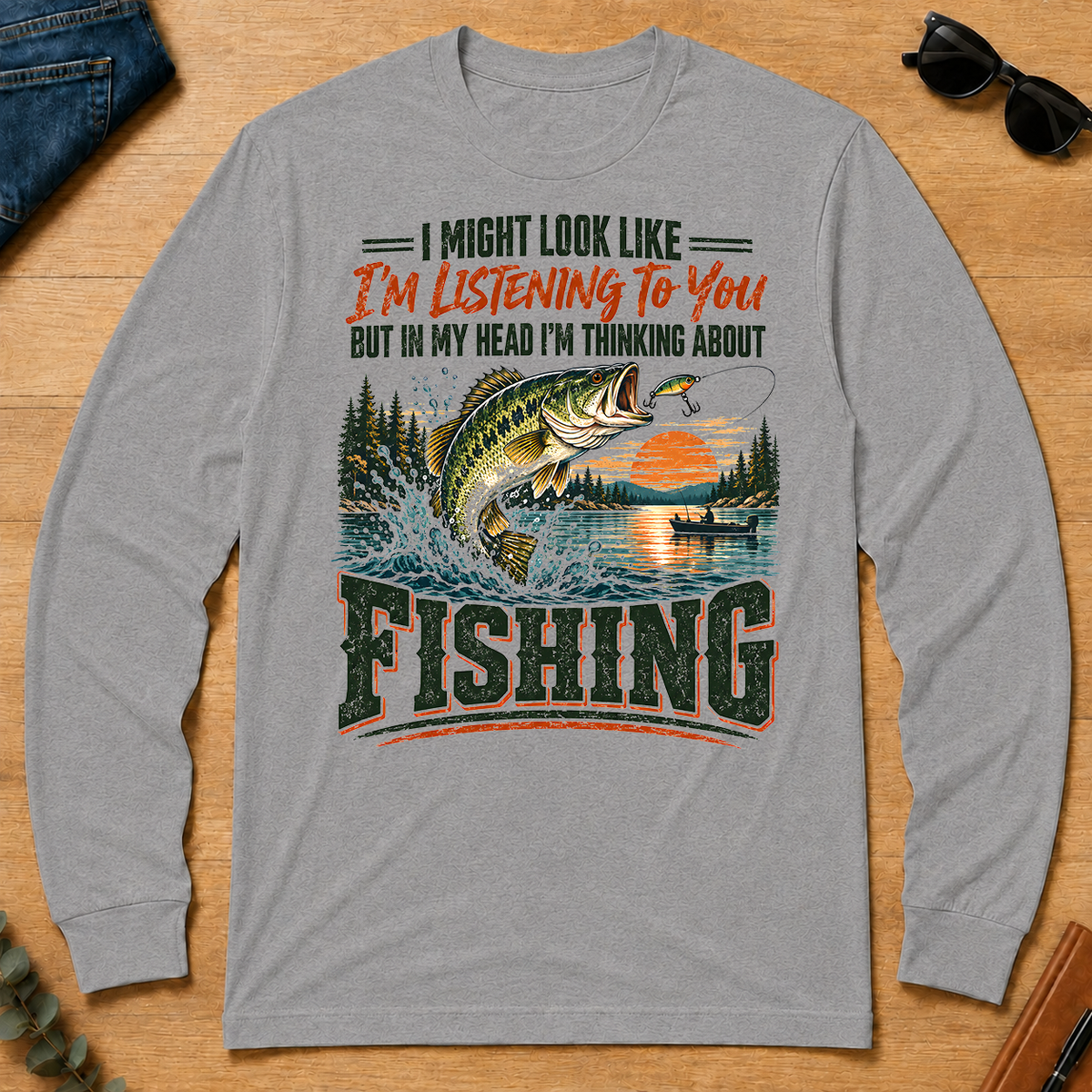 I'm Thinking About Fishing - sport-grey - LST2D-SportGrey