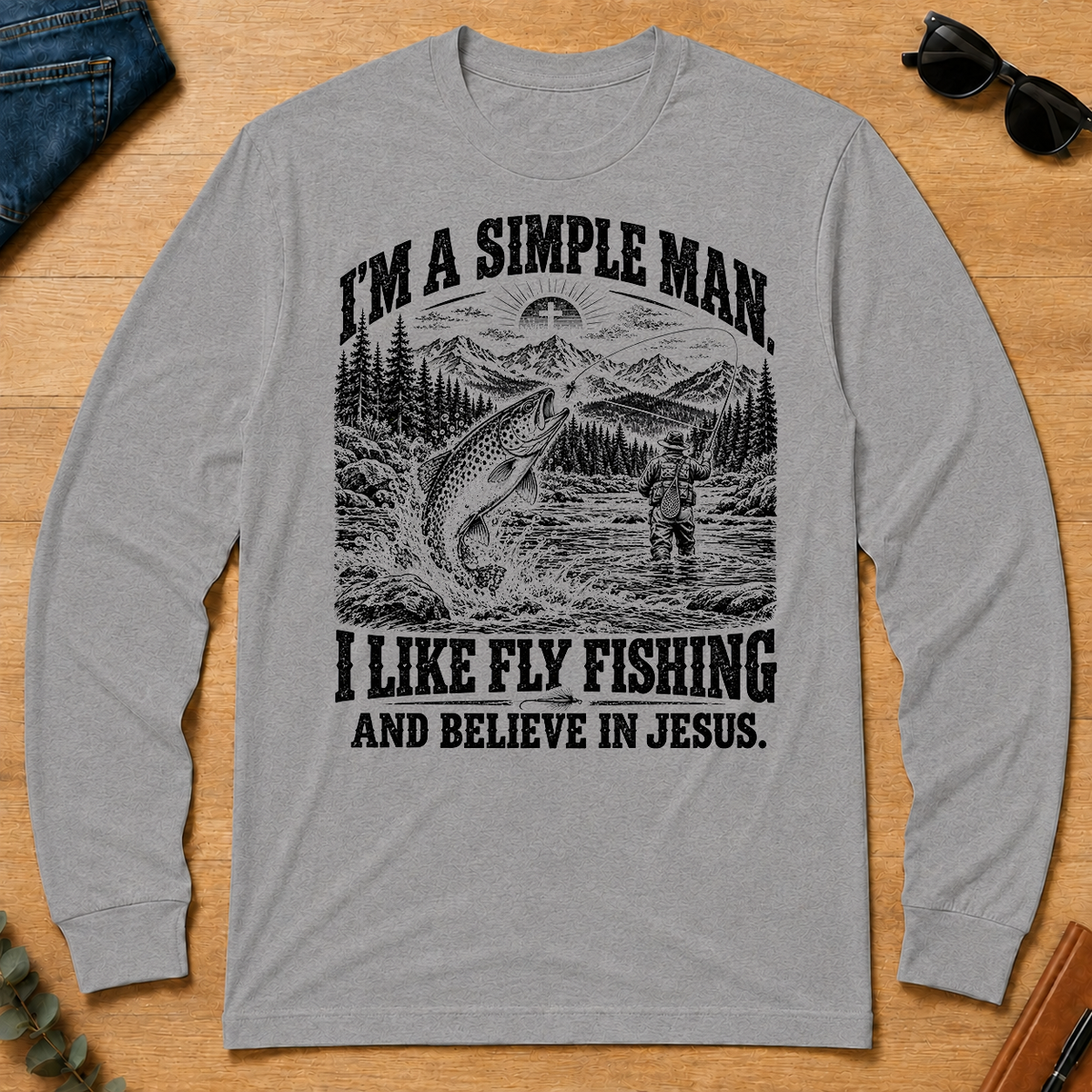 I like Fly Fishing Believe In Jesus - sport-grey - LST2D-SportGrey