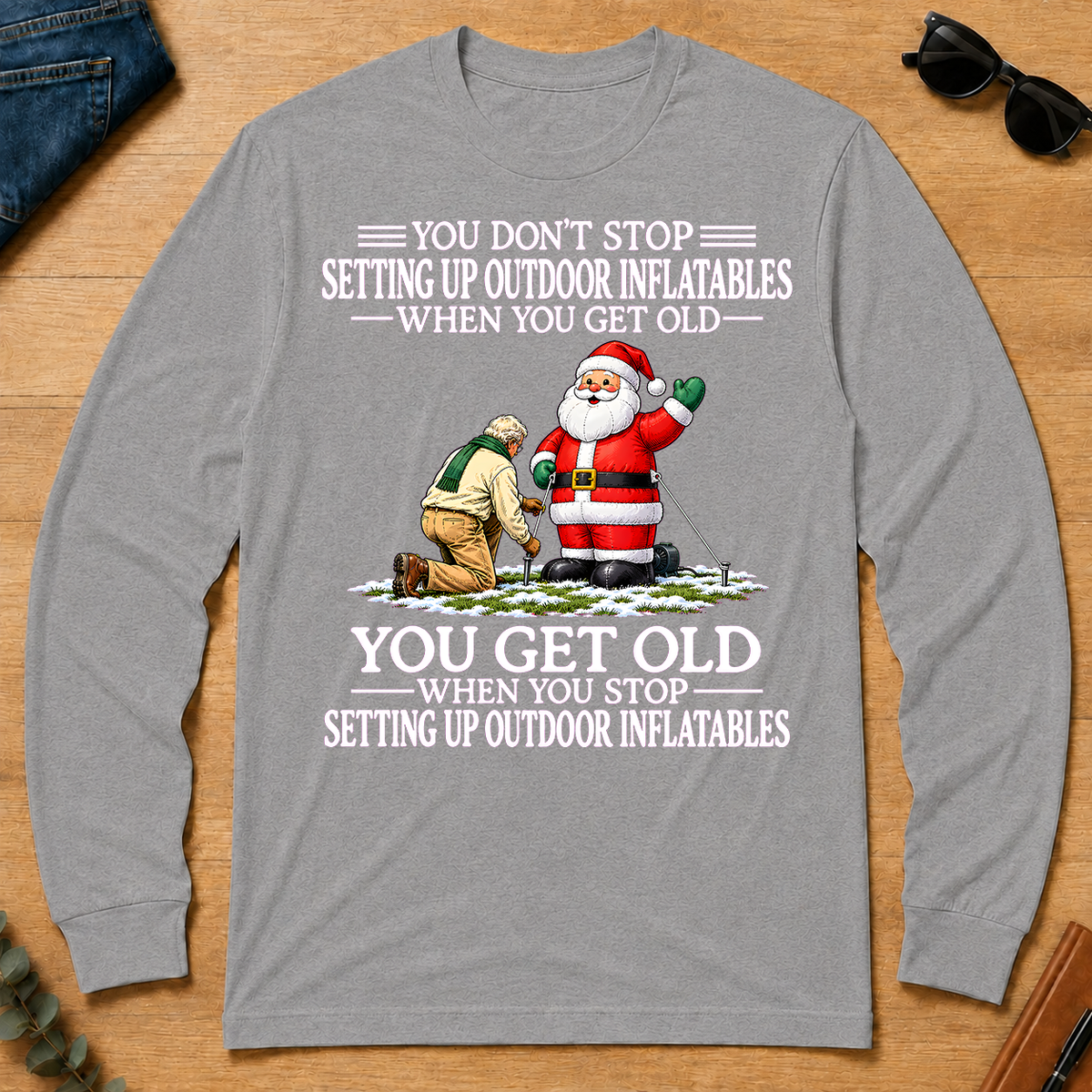 Old Man Don't Stop Setting Up Outfoor Inflatables - sport-grey - LST2D-SportGrey