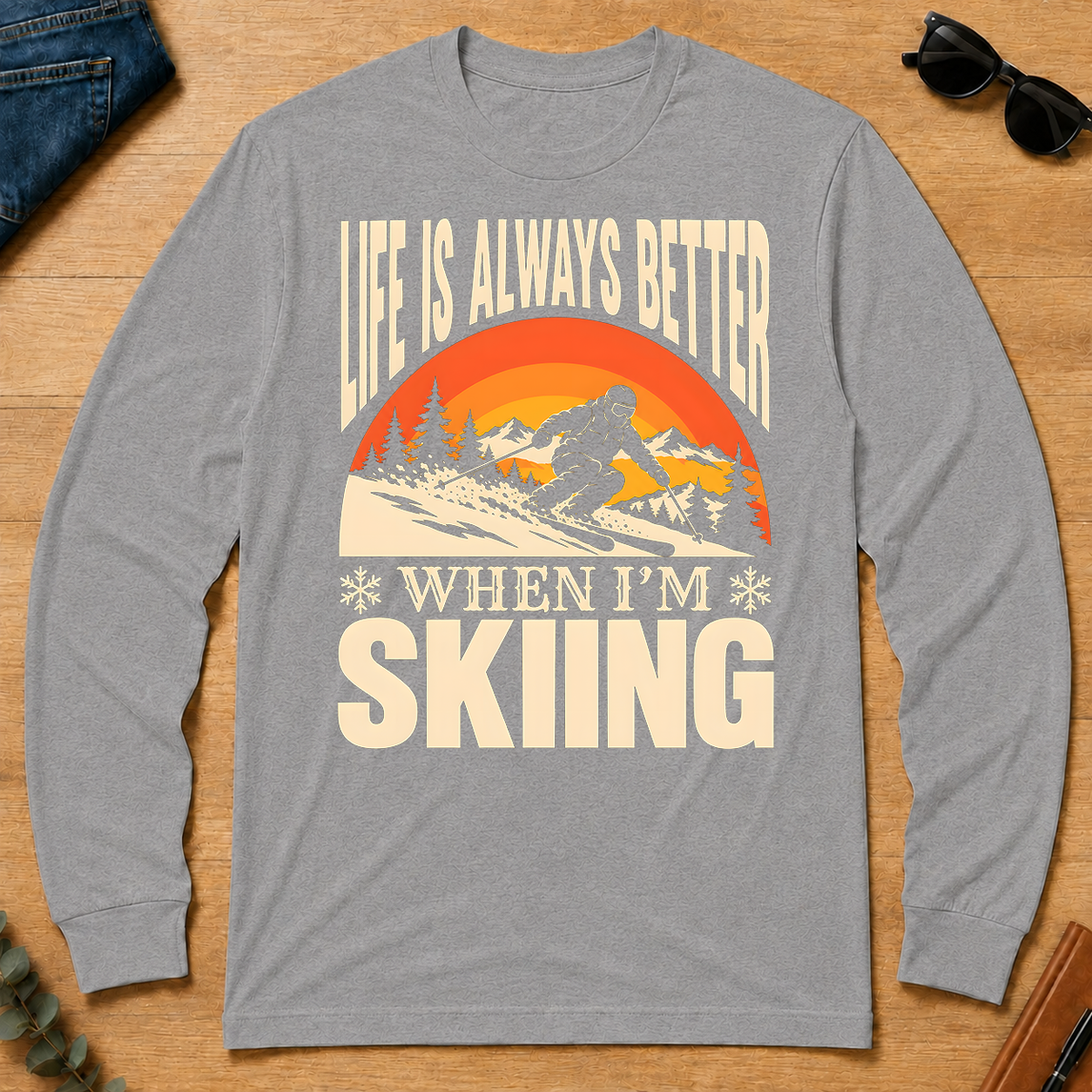 Vintage Life Is Always Better When I Am Skiing - sport-grey - LST2D-SportGrey