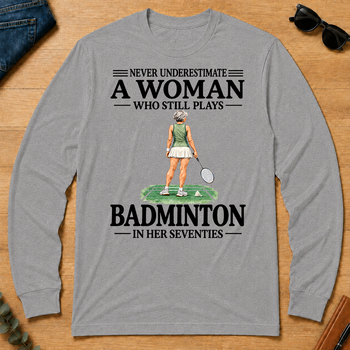 A Woman Still Plays Badminton In Her Seventies - sport-grey - LST2D-SportGrey