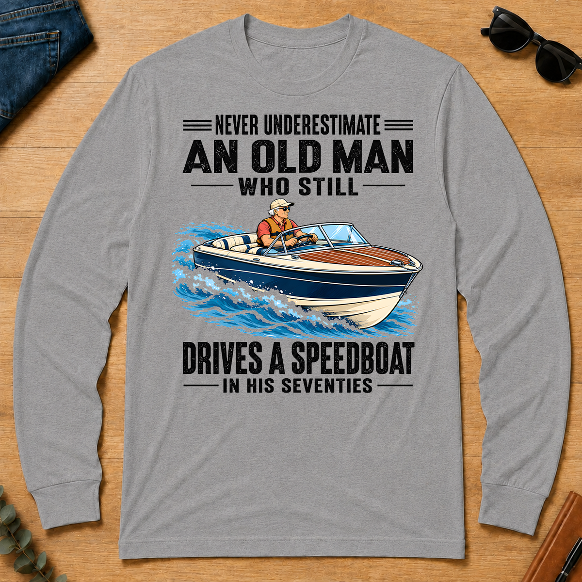 An Old Man Still Drives A Speedboat In His 70s - sport-grey - LST2D-SportGrey