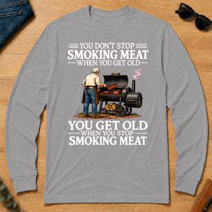 Old Man Don't Stop Smoking Meat - sport-grey - LST2D-SportGrey