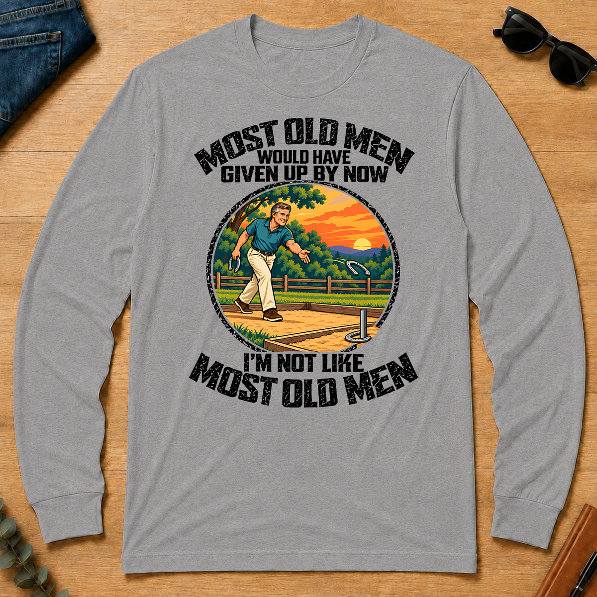 Horseshoe Pitching Most Old Men Would Have Given Up By Now - sport-grey - LST2D-SportGrey