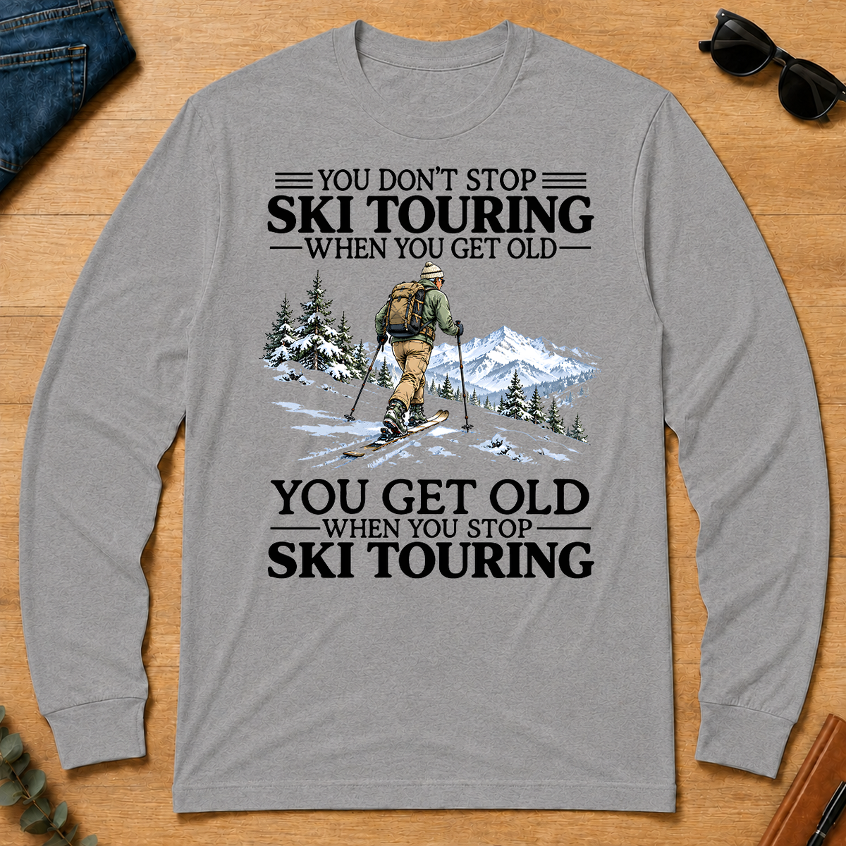 Don't Stop Ski Touring Vintage Art - sport-grey - LST2D-SportGrey