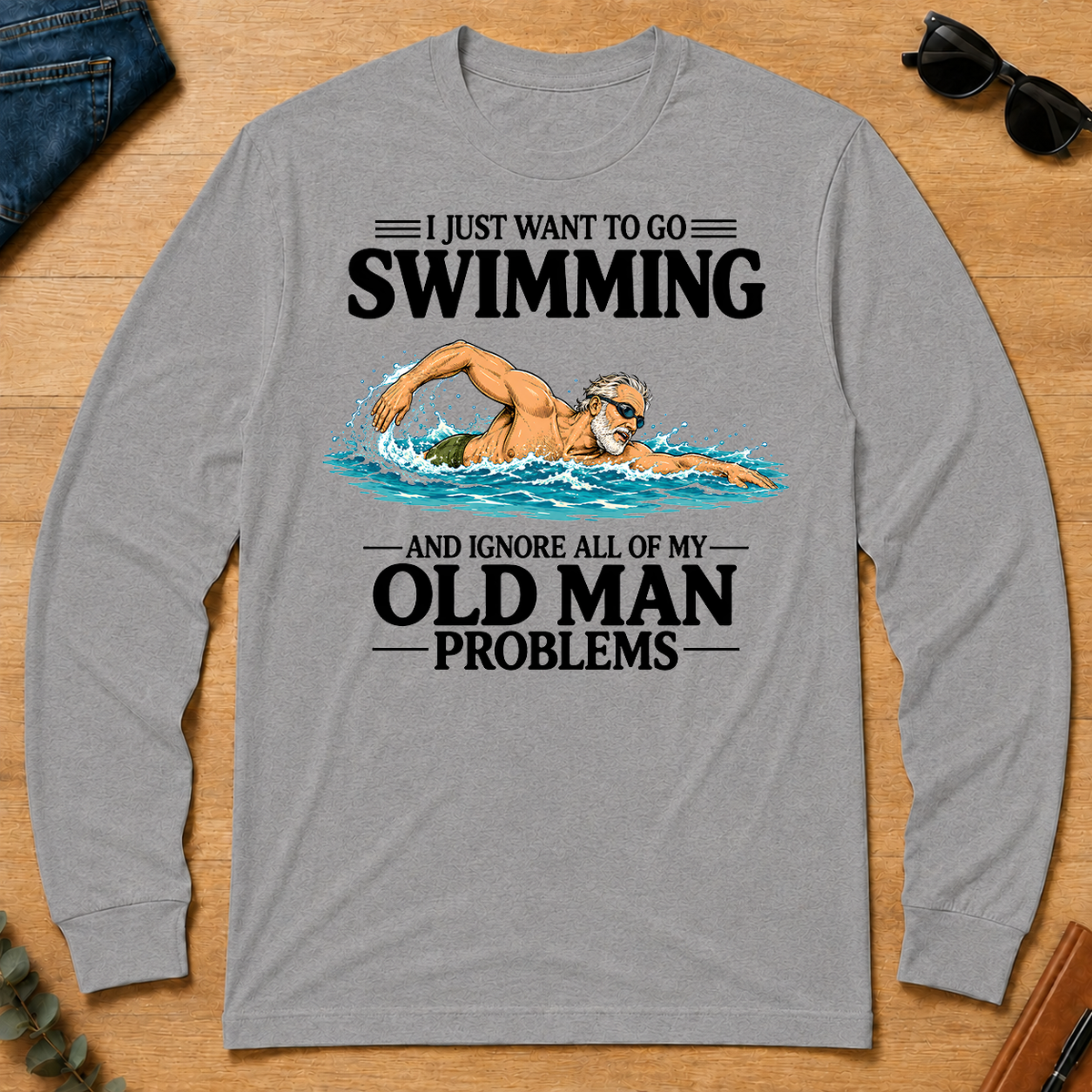 I Just Want To Go Swimming Vintage - sport-grey - LST2D-SportGrey