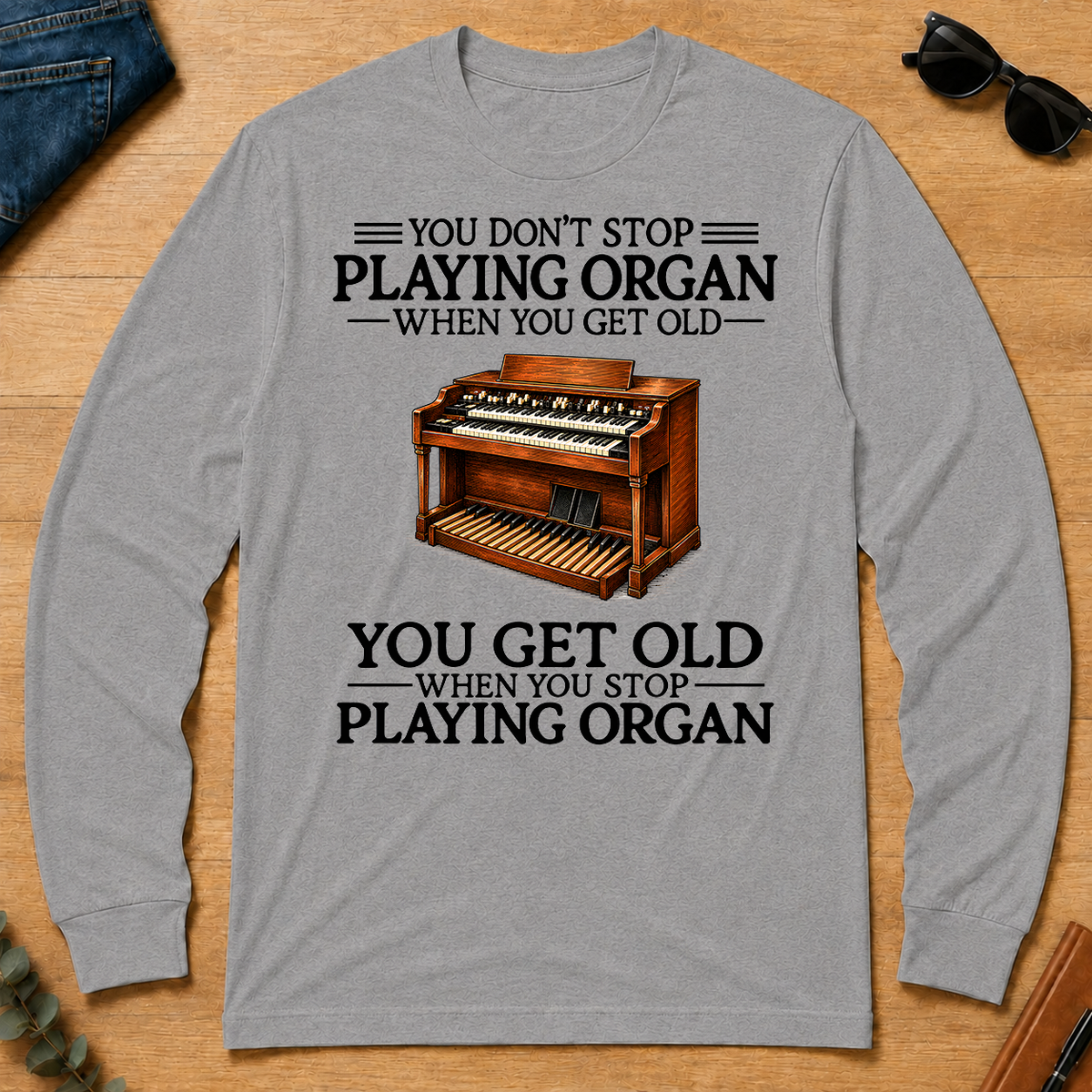 Don't Stop Playing Organ Vintage Art - sport-grey - LST2D-SportGrey