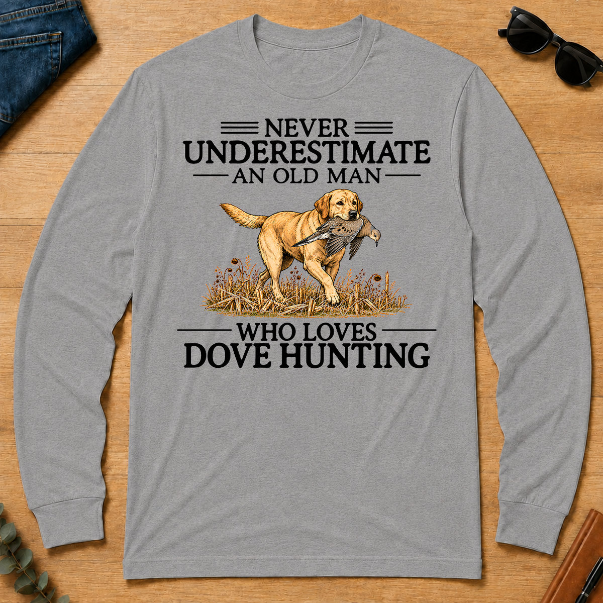 Never Underestimate An Old Man Who Loves Dove Hunting Art - sport-grey - LST2D-SportGrey