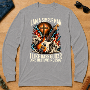 I Like Bass Guitar & Believe In Jesus - sport-grey - LST2D-SportGrey