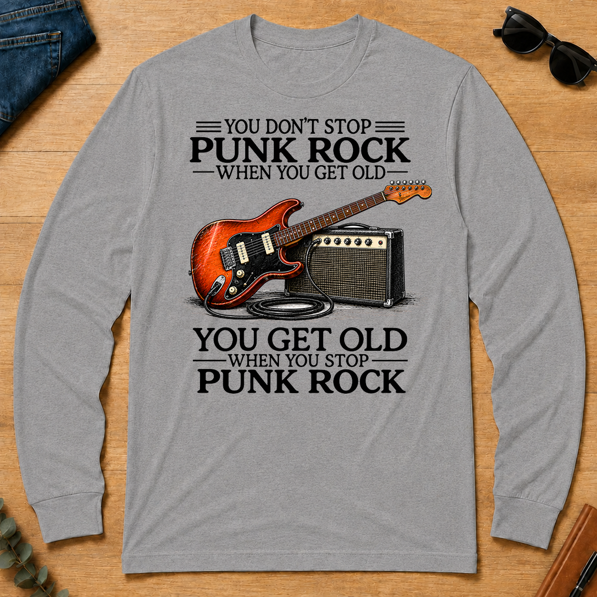 Don't Stop Playing Punk Rock Vintage Art - sport-grey - LST2D-SportGrey