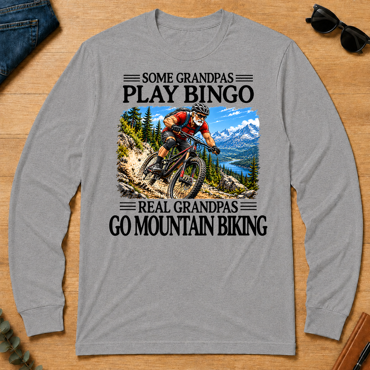 Some Grandpas Play Bingo Real Grandpas Go Mountain Biking - sport-grey - LST2D-SportGrey