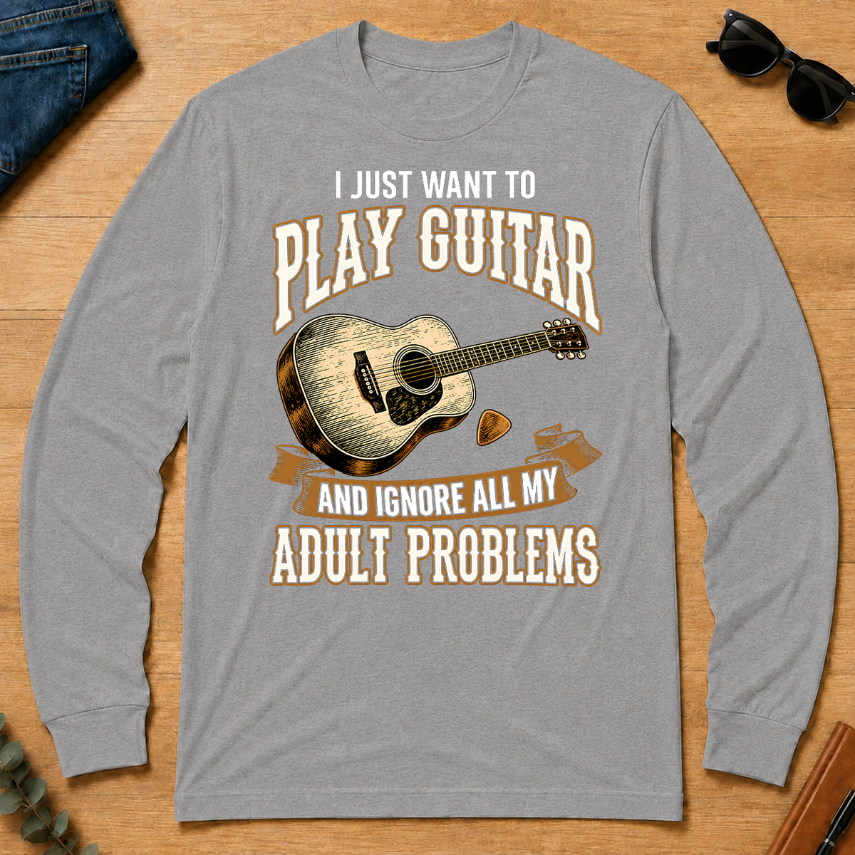 Vintage I Just Want To Play Guitar - sport-grey - LST2D-SportGrey