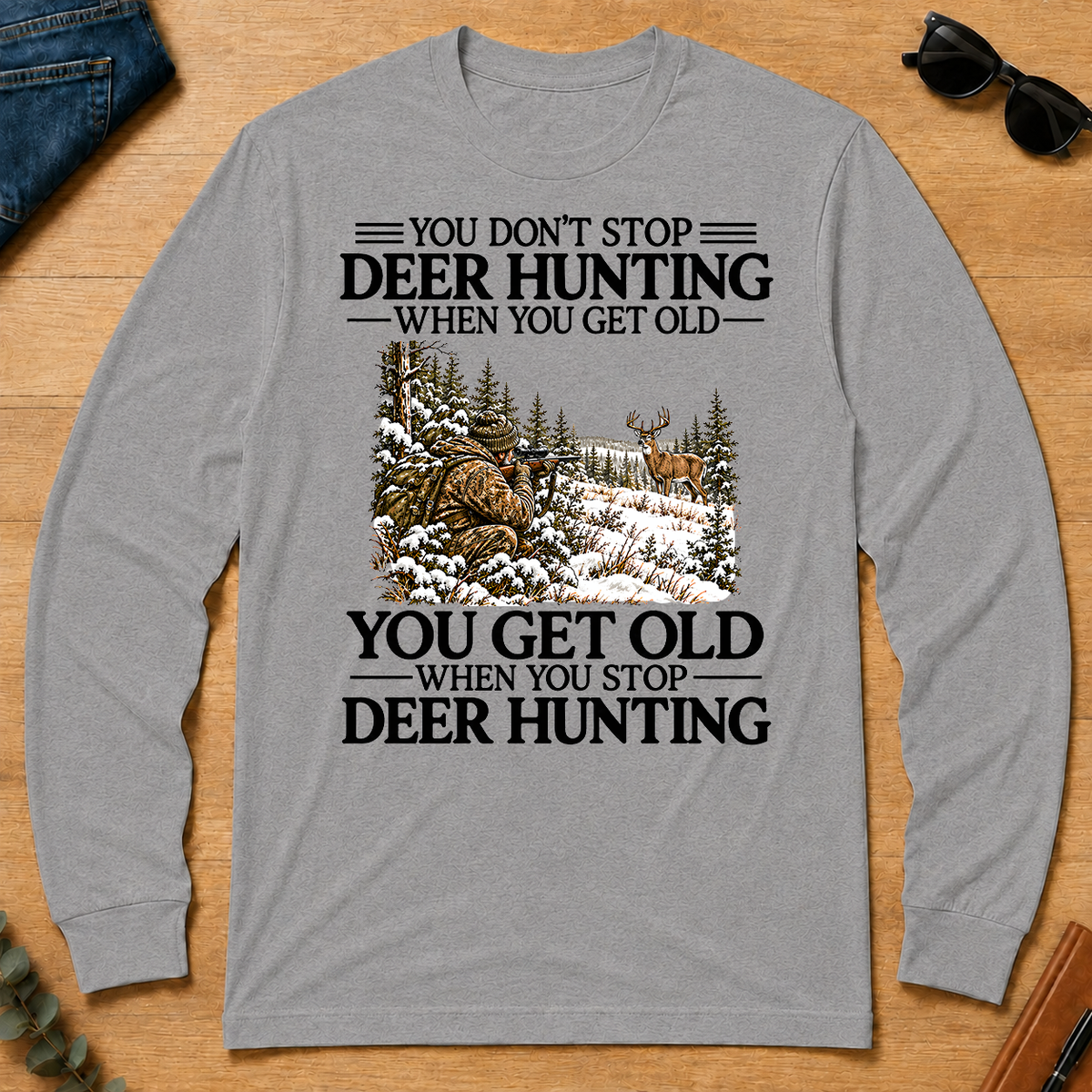 Don't Stop Deer Hunting Snow - sport-grey - LST2D-SportGrey