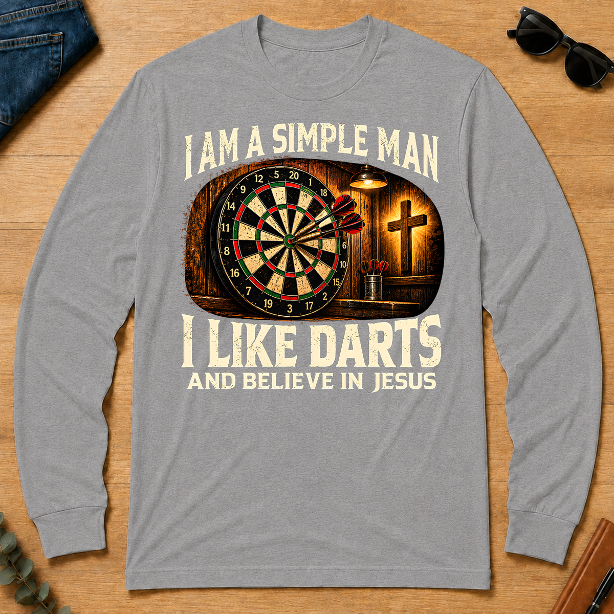 I Am Simple Man I Like Darts - sport-grey - LST2D-SportGrey