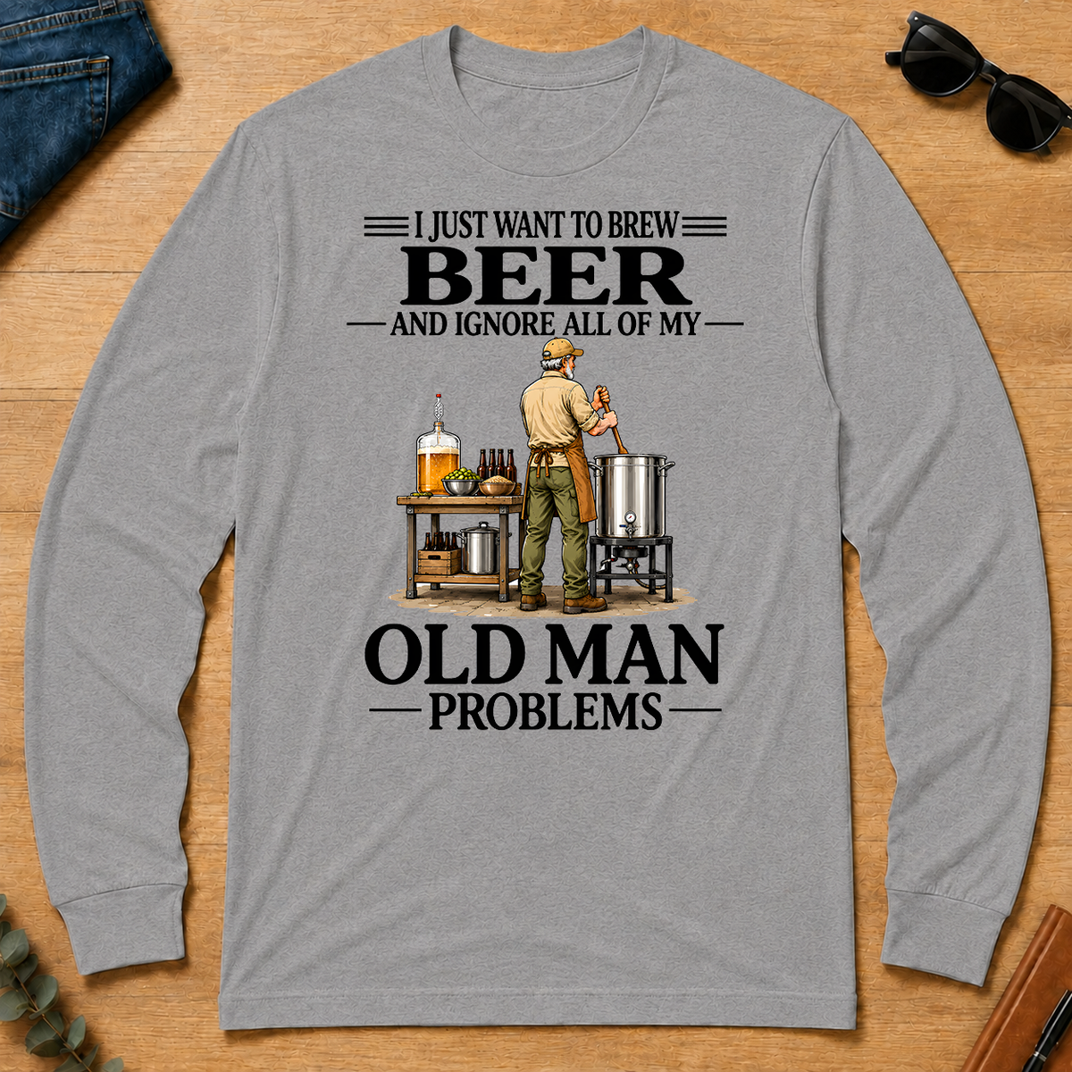 I Just Want To Brew Beer Vintage - sport-grey - LST2D-SportGrey