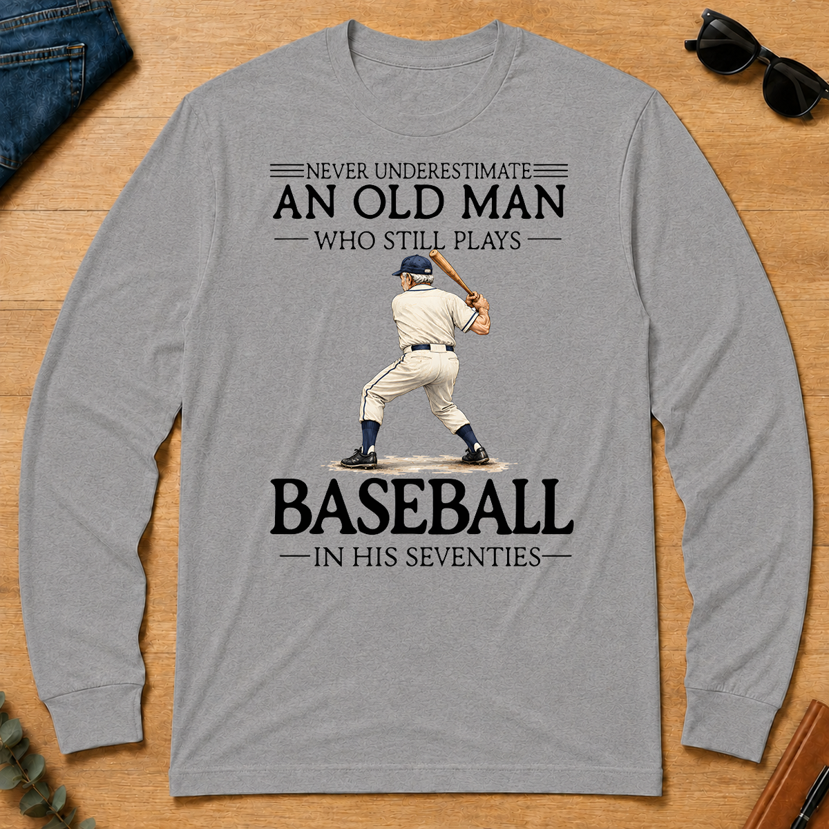 An Old Man Who Still Plays Baseball In His Seventies - sport-grey - LST2D-SportGrey