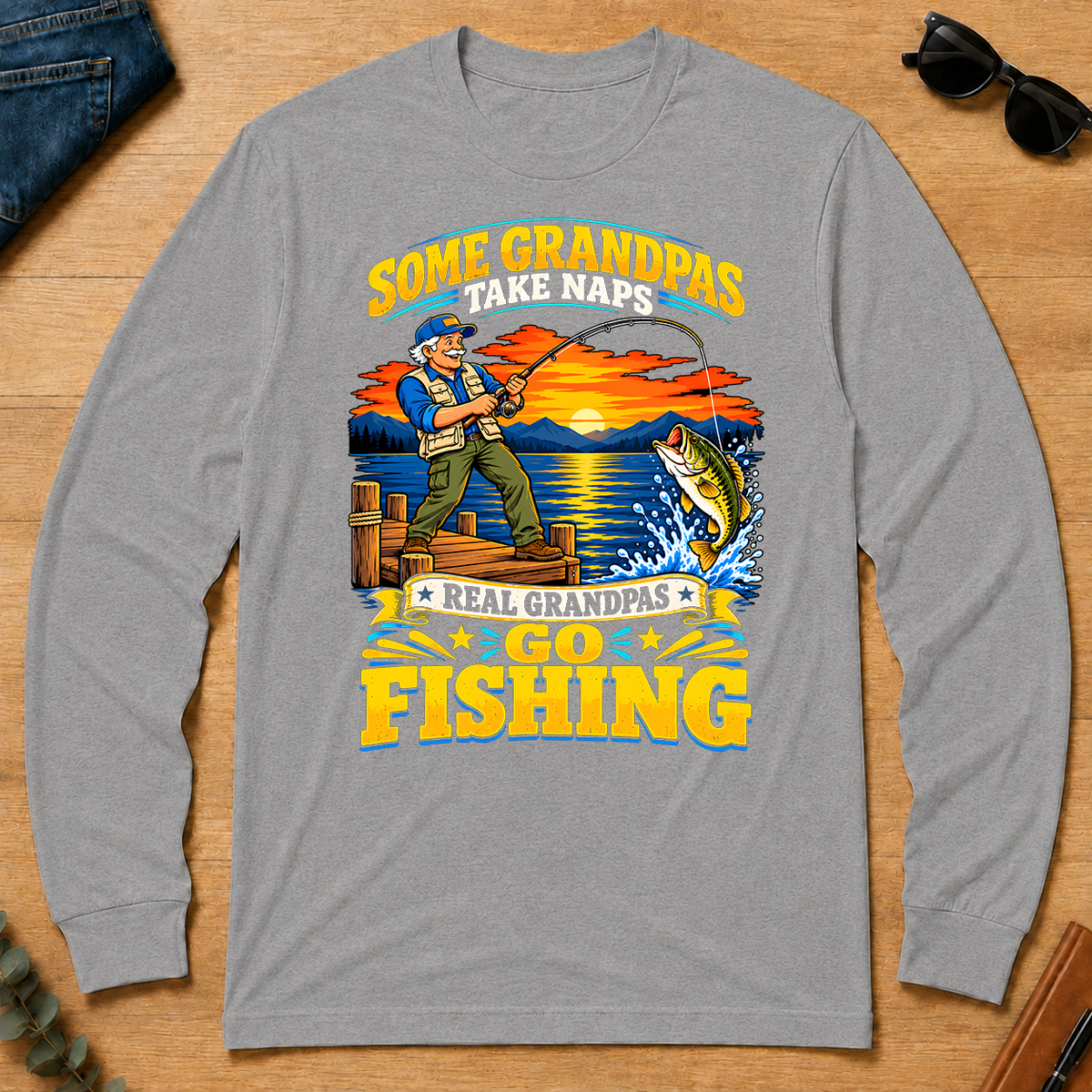 Real Grandpas Go Fishing - sport-grey - LST2D-SportGrey