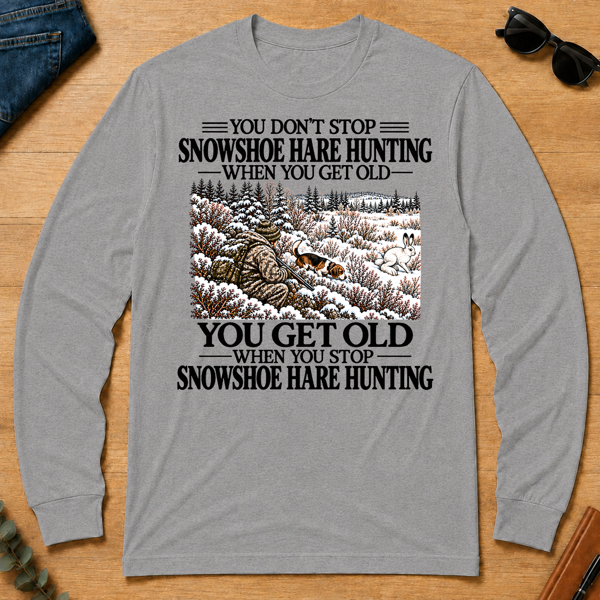 Don't Stop Snowshoe Hare Hunting Snow - sport-grey - LST2D-SportGrey
