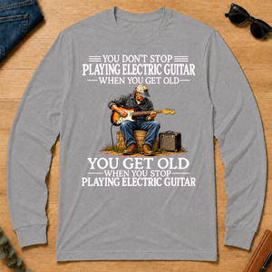 Old Man Don't Stop Playing Electric Guitar - sport-grey - LST2D-SportGrey