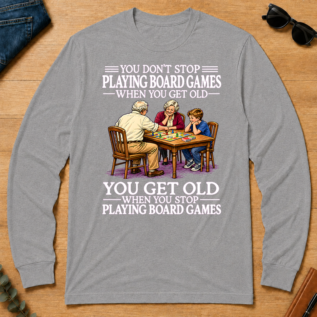 Old Man Don't Stop Playing Board Games - sport-grey - LST2D-SportGrey