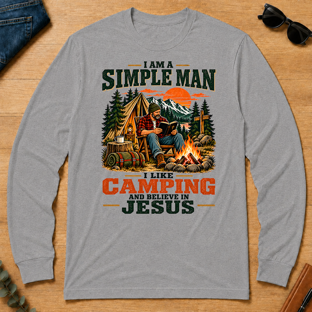 I Like Camping And Believe In Jesus - sport-grey - LST2D-SportGrey