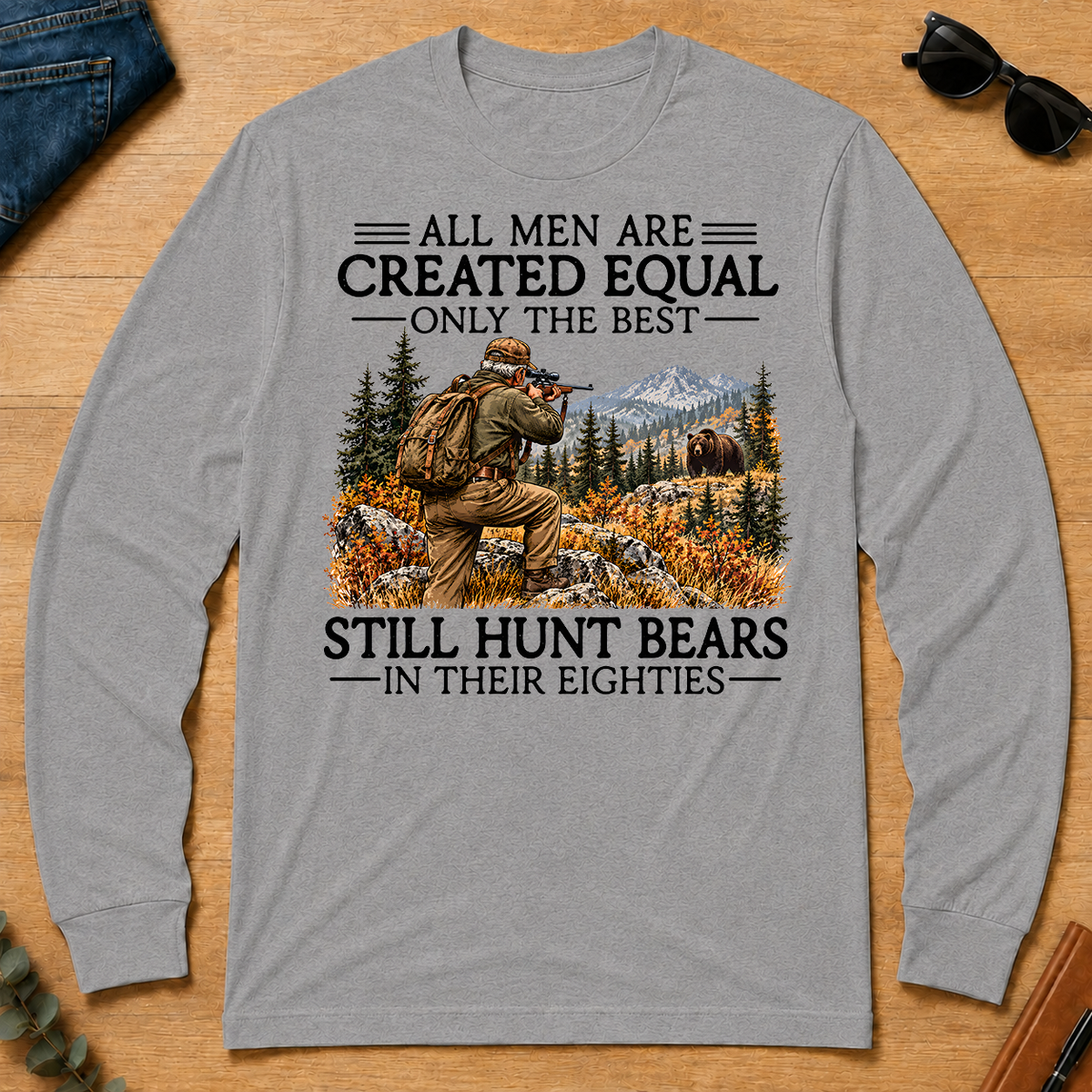 All Men Are Created Equal Bear Hunting 80s - sport-grey - LST2D-SportGrey