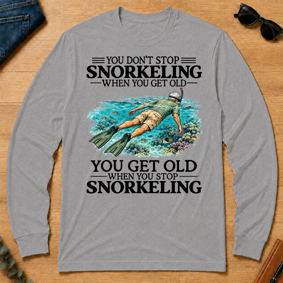 Don't Stop Snorkeling Vintage Art - sport-grey - LST2D-SportGrey