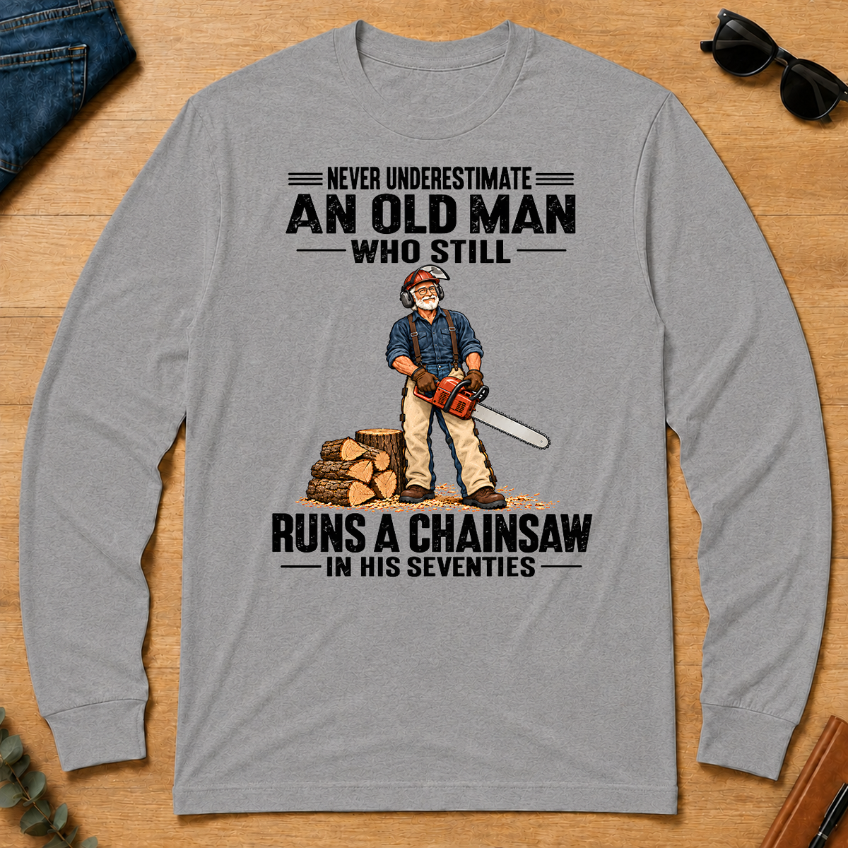 An Old Man Still Runs A Chainsaw In His 70s - sport-grey - LST2D-SportGrey