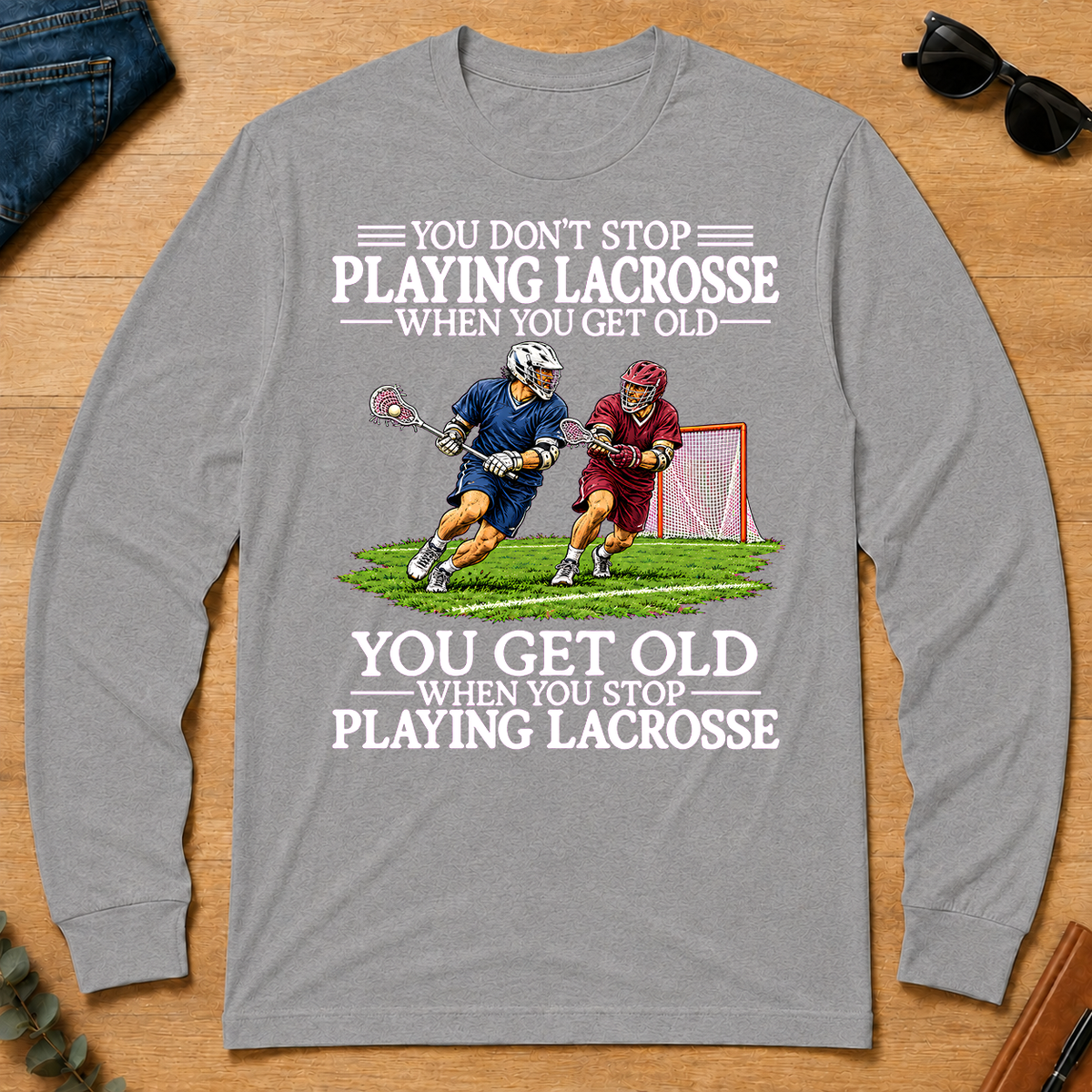 Old Man Don't Stop Lacrosse - sport-grey - LST2D-SportGrey