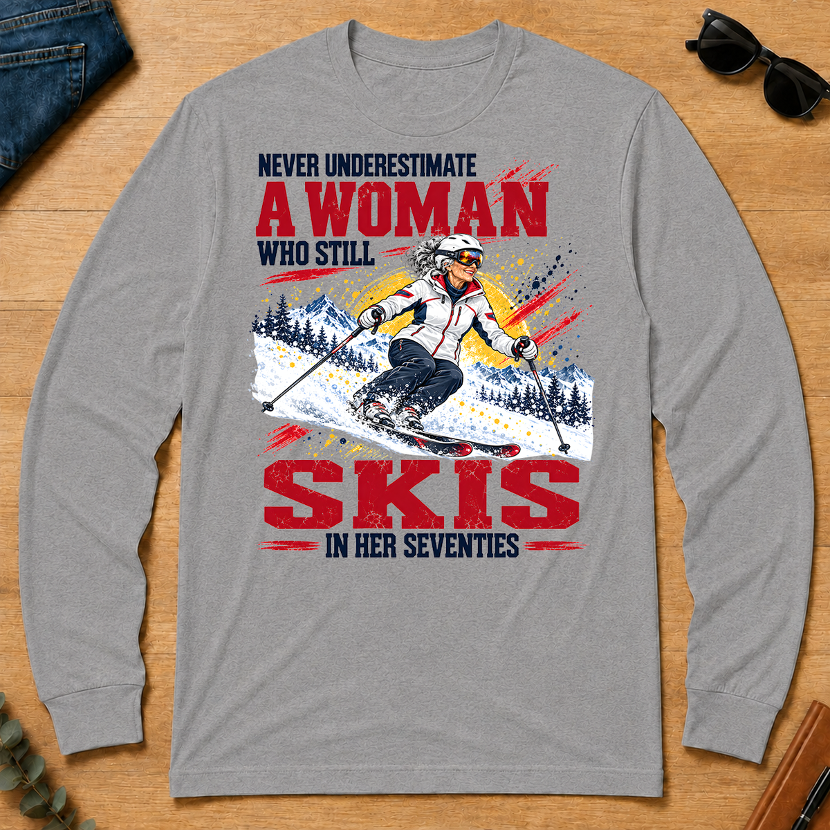 A Woman Still Skis In Her 70s - sport-grey - LST2D-SportGrey