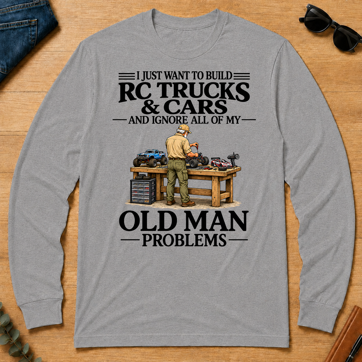 I Just Want To Build RC Trucks And Cars - sport-grey - LST2D-SportGrey
