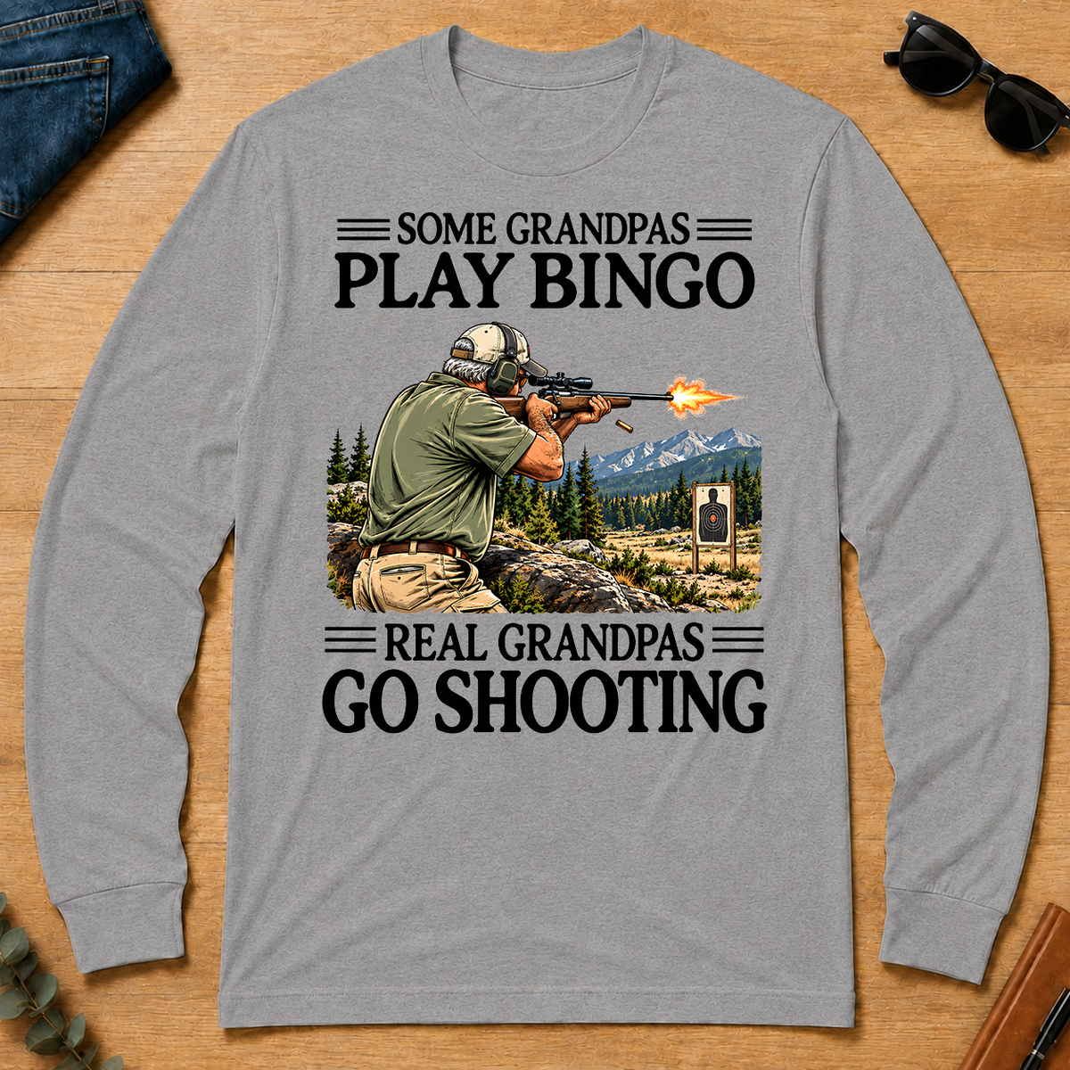 Some Grandpas Play Bingo Real Grandpas Go Shooting - sport-grey - LST2D-SportGrey