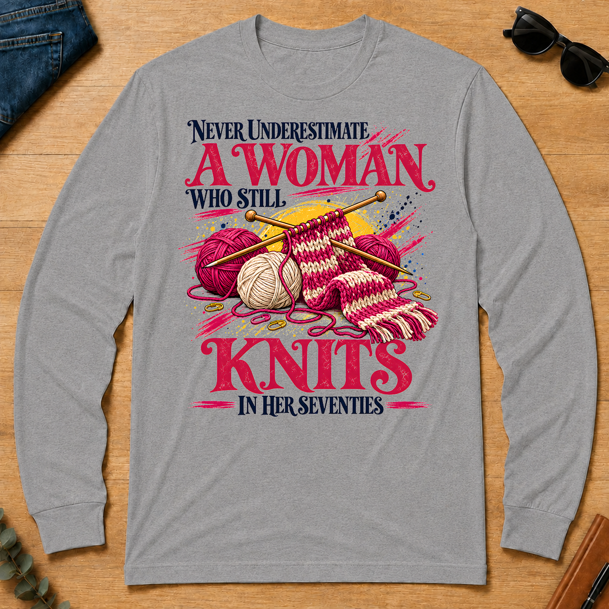 A Woman Still Knits In Her Seventies - sport-grey - LST2D-SportGrey