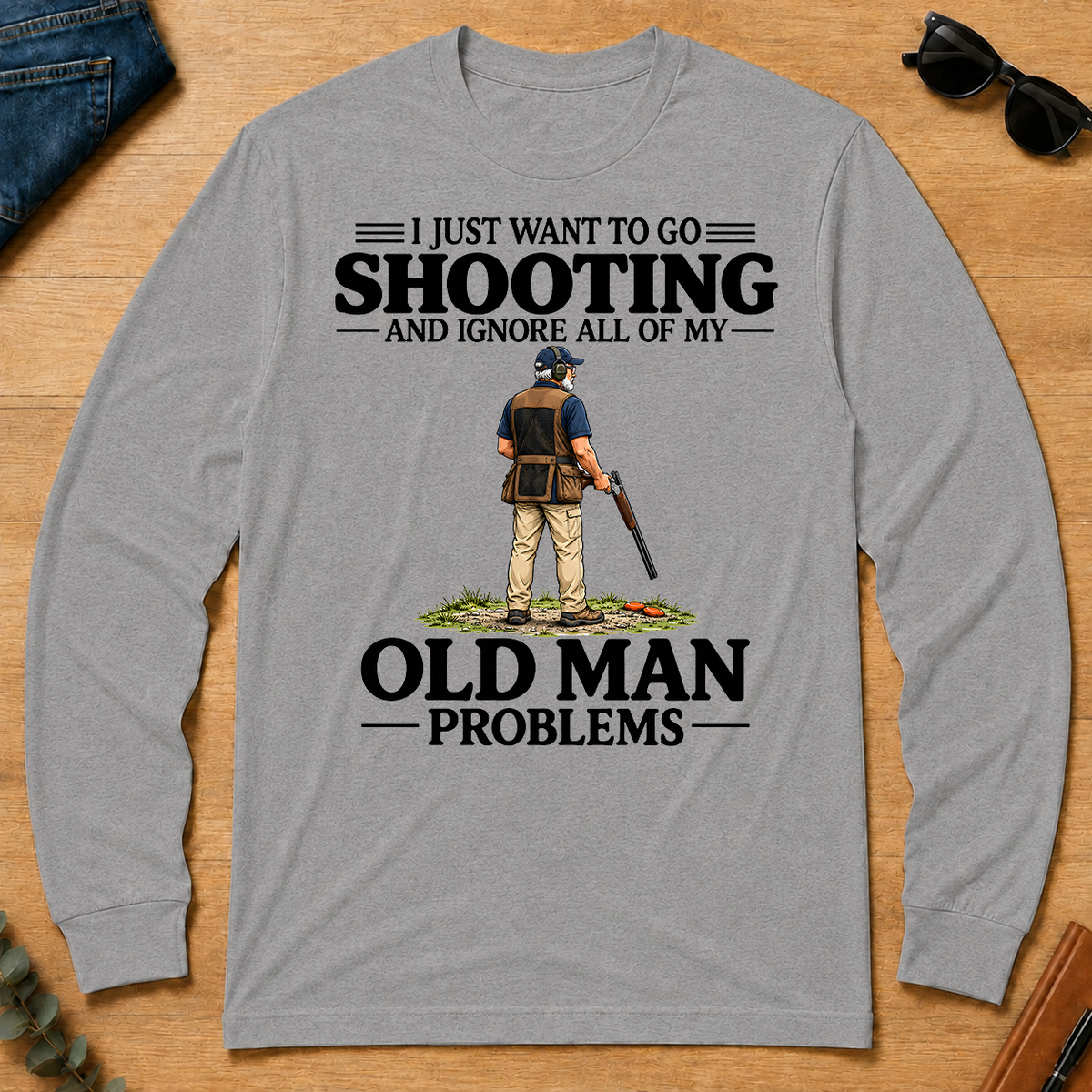 I Just Want To Go Shooting Vintage - sport-grey - LST2D-SportGrey