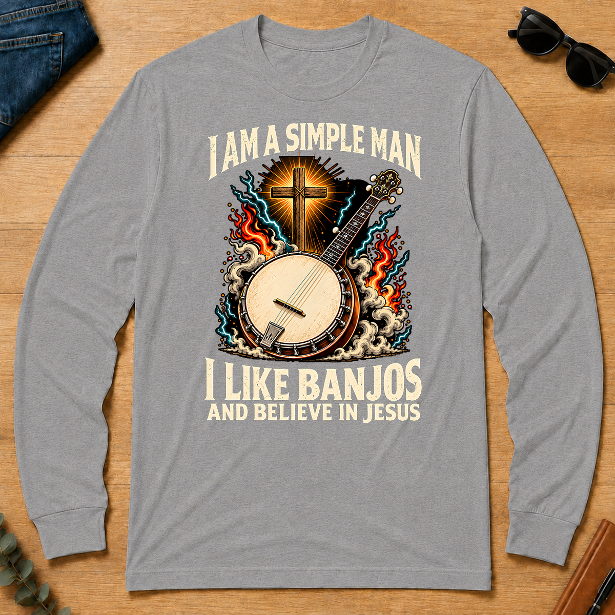 I Like Banjos & Believe In Jesus - sport-grey - LST2D-SportGrey