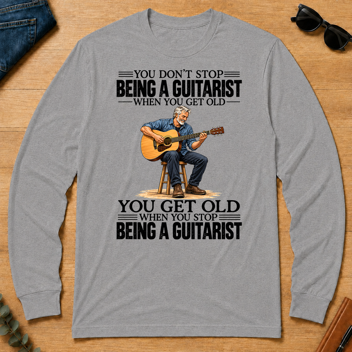Vintage You Get Old When You Stop Being A Guitarist - sport-grey - LST2D-SportGrey