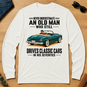 An Old Man Still Drives Classic Cars In His 70s - white - LST2D-White