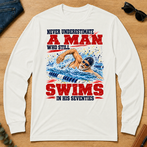 A Man Still Swims In His 70s - white - LST2D-White