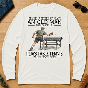 An Old Man Who Still Plays Table Tennis In His Seventies - white - LST2D-White