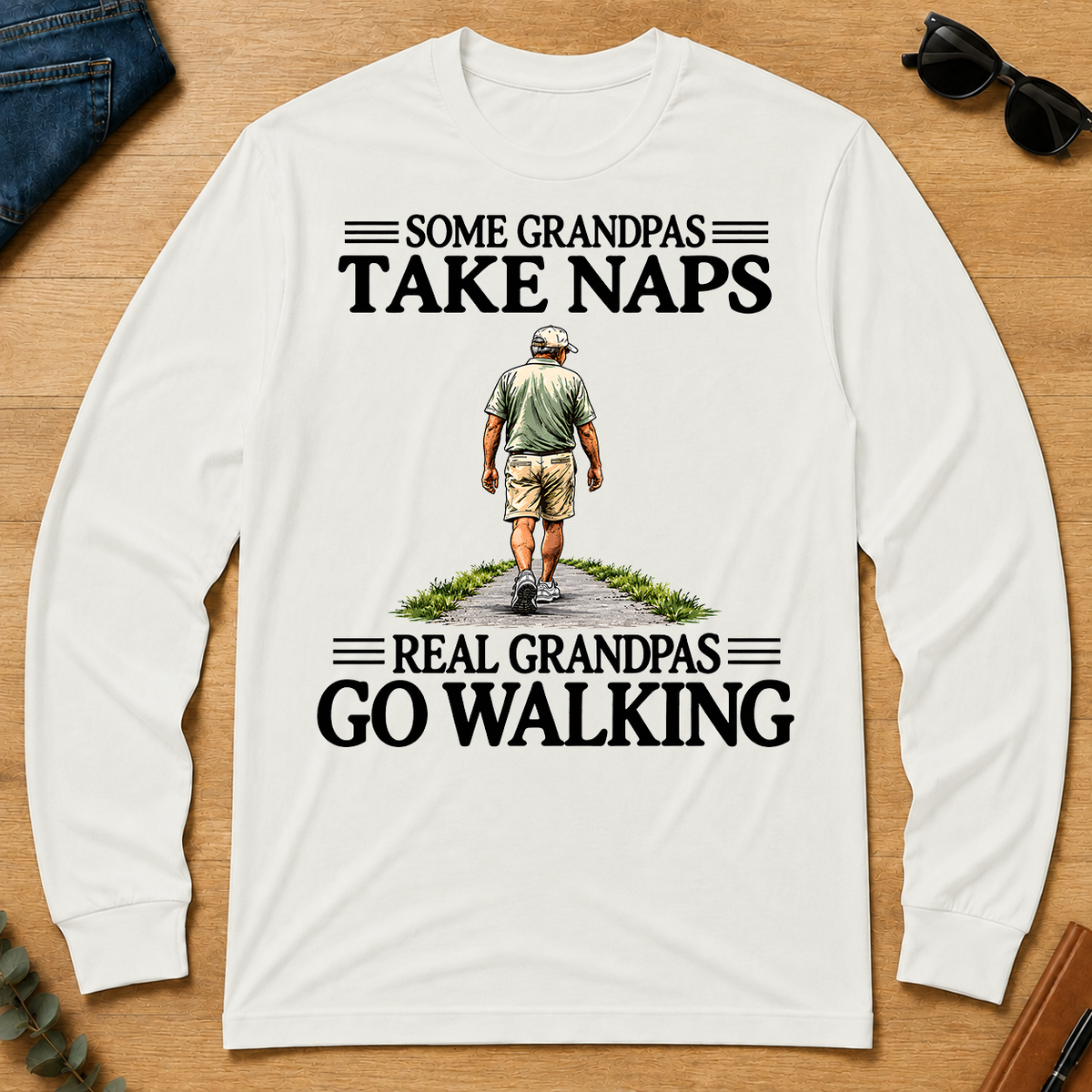 Real Grandpas Go Walking Vintage - white - LST2D-White
