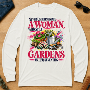 A Woman Still Gardens In Her Seventies - white - LST2D-White
