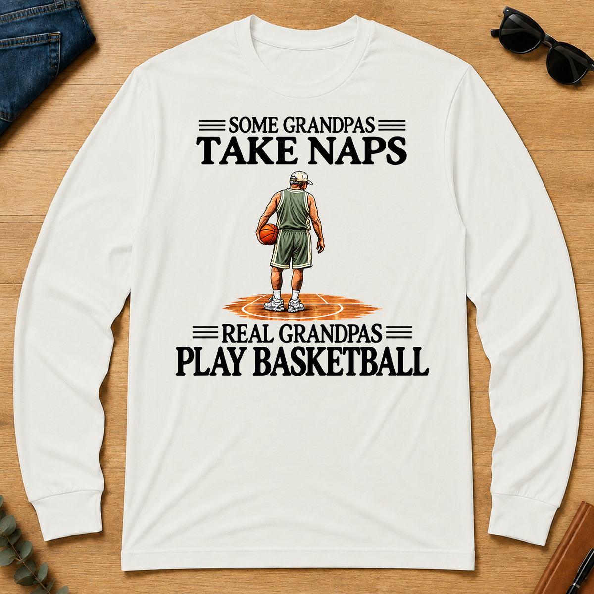 Real Grandpas Play Basketball Vintage - white - LST2D-White