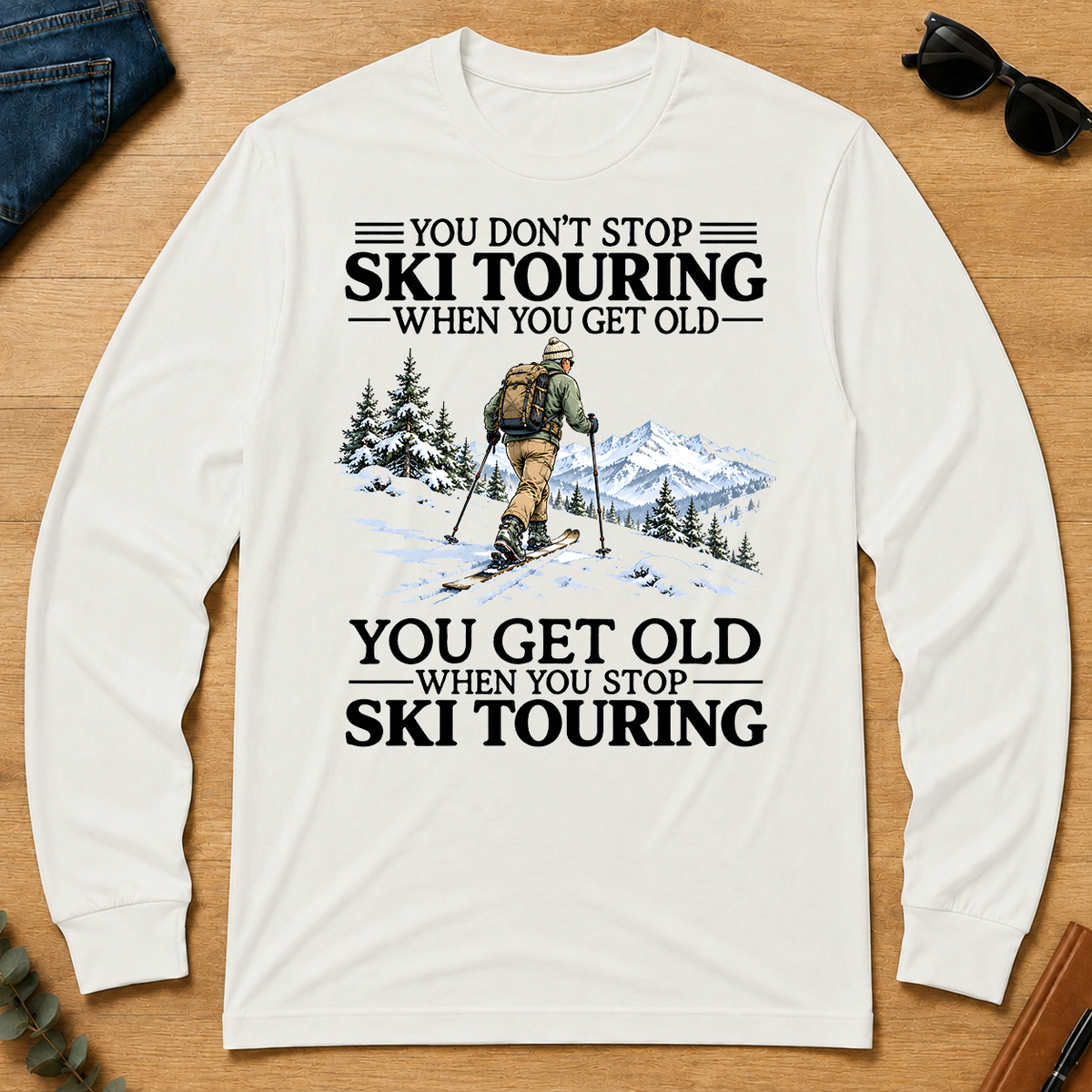 Don't Stop Ski Touring Vintage Art - white - LST2D-White