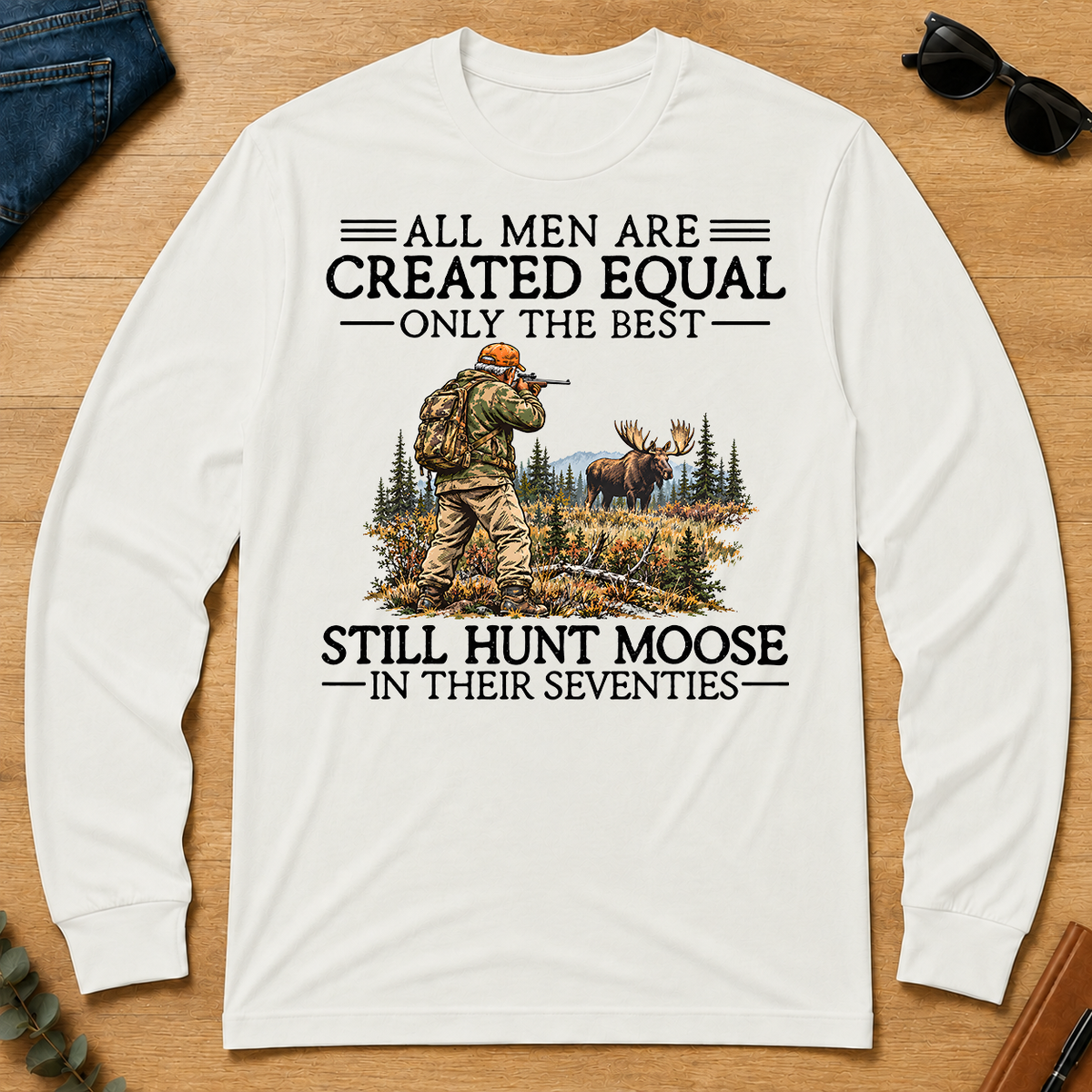 All Men Are Created Equal Moose Hunting 70s - white - LST2D-White