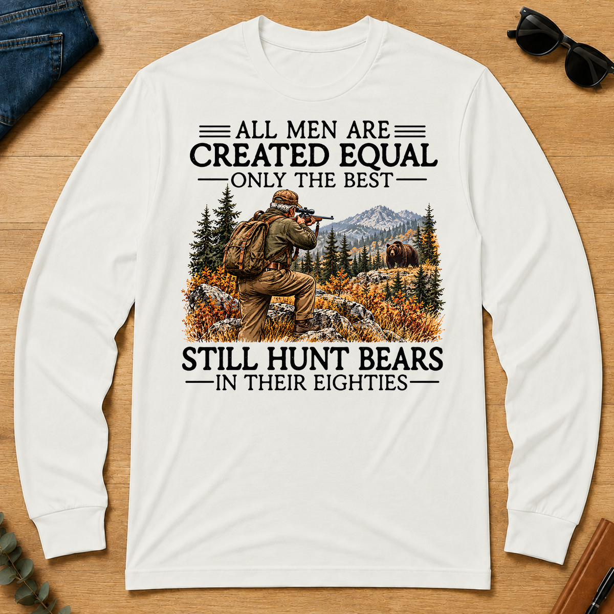 All Men Are Created Equal Bear Hunting 80s - white - LST2D-White