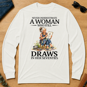 Funny A Woman Still Draws In Her Seventies - white - LST2D-White