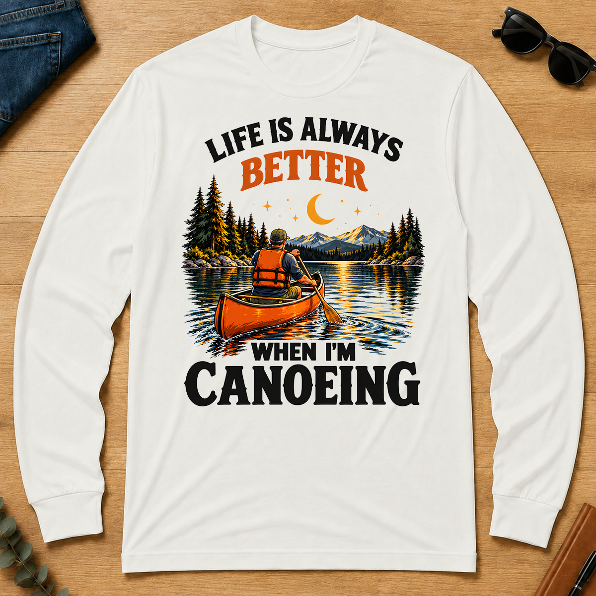 Retro Life Is Always Better When I Am Canoeing - white - LST2D-White