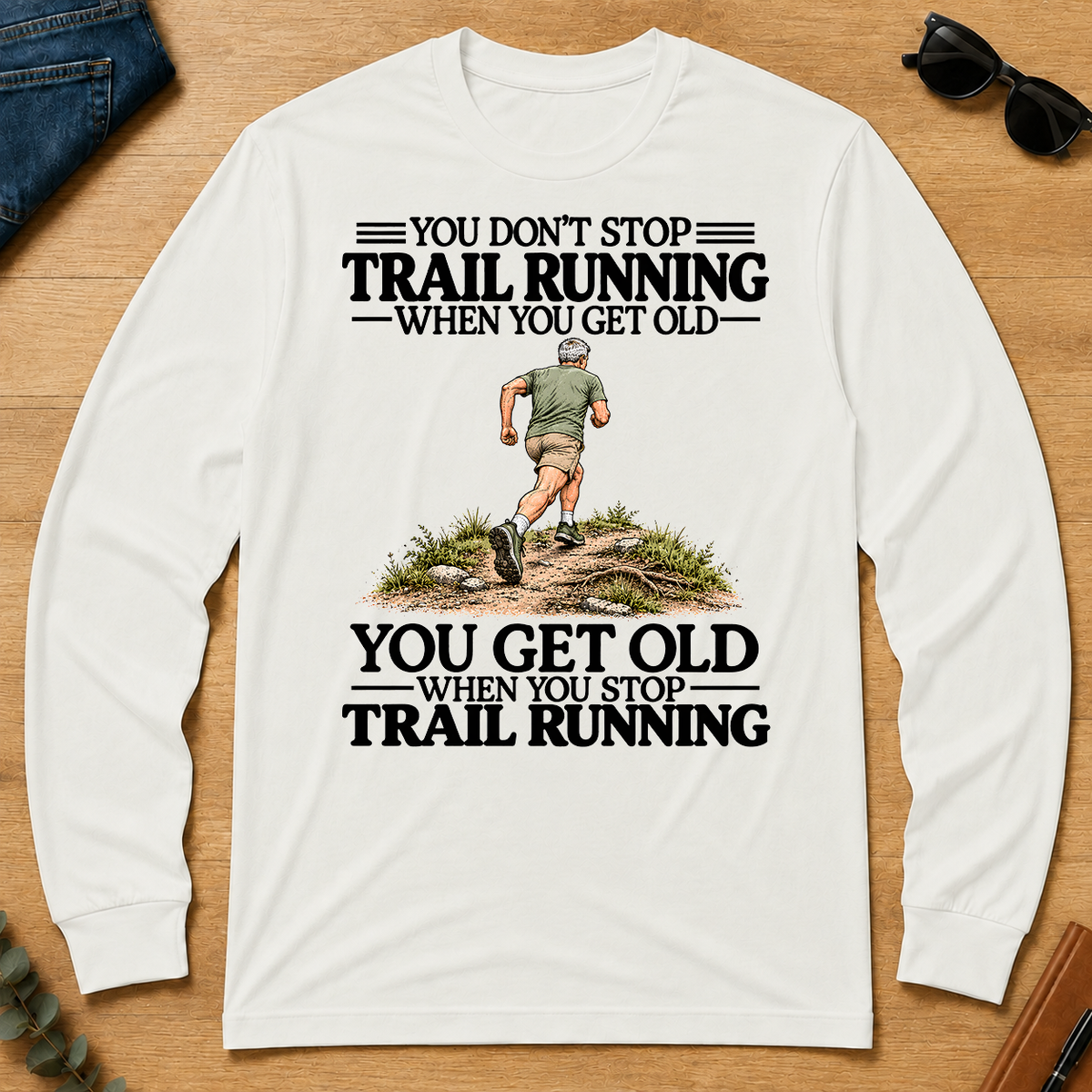 Don't Stop Trail Running Vintage Art - white - LST2D-White