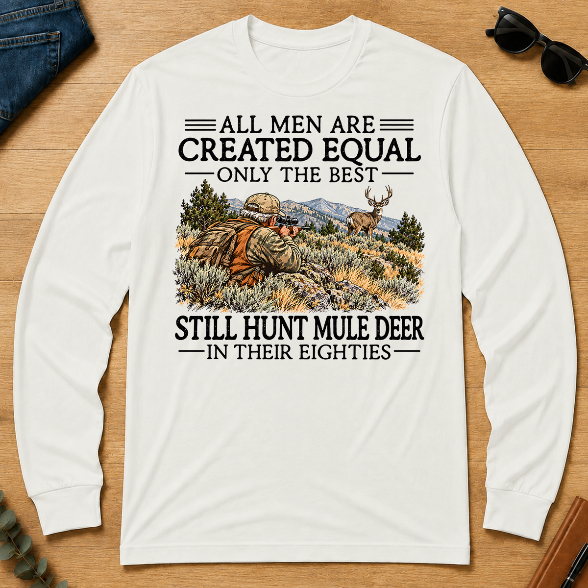 All Men Are Created Equal Mule Deer Hunting 80s - white - LST2D-White