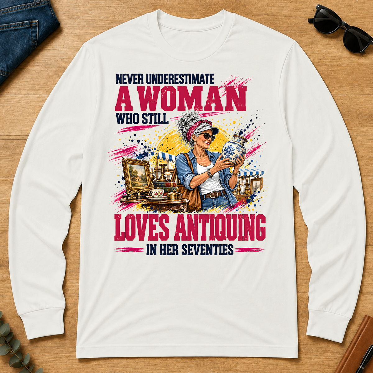 A Woman Still Loves Antiquing In Her 70s - white - LST2D-White